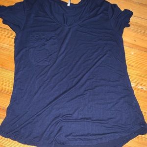 blue dressy top with pocket